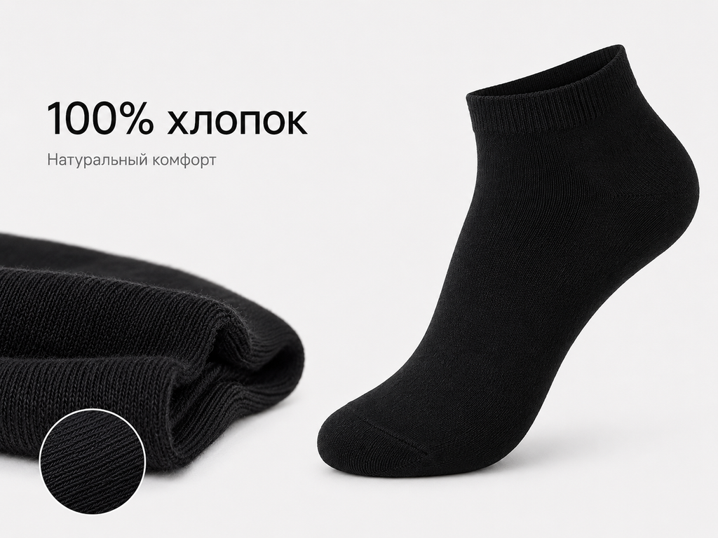 Короткие черные хлопковые носки Momoshe унисекс