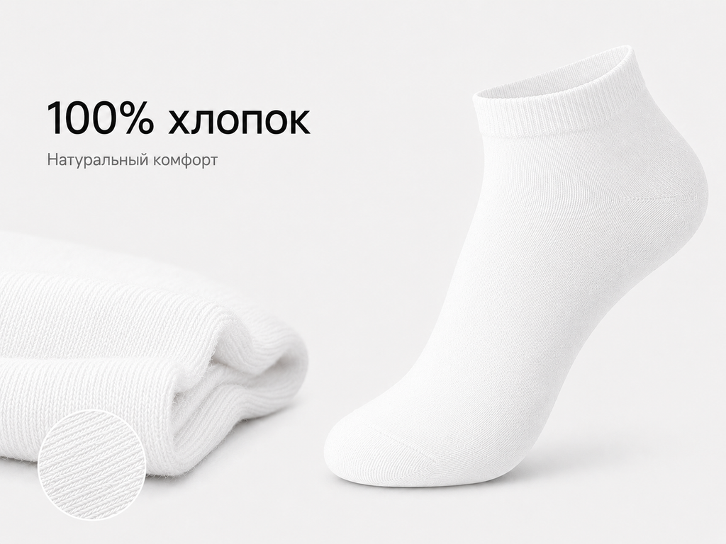 Короткие белые хлопковые носки Momoshe унисекс