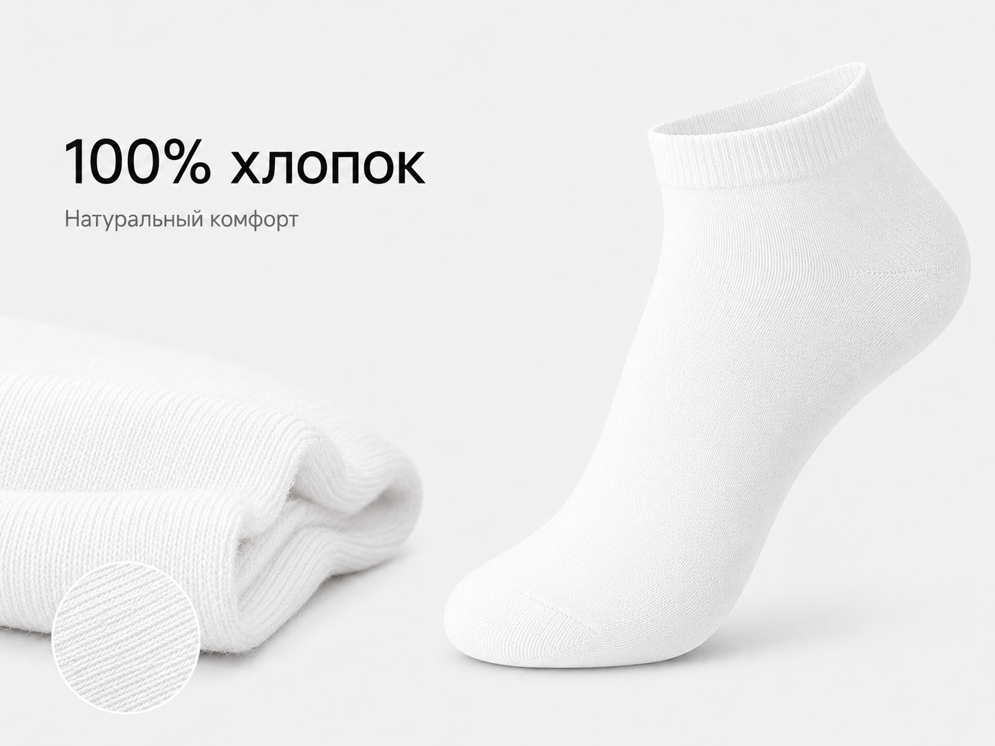 Короткие белые хлопковые носки Momoshe унисекс