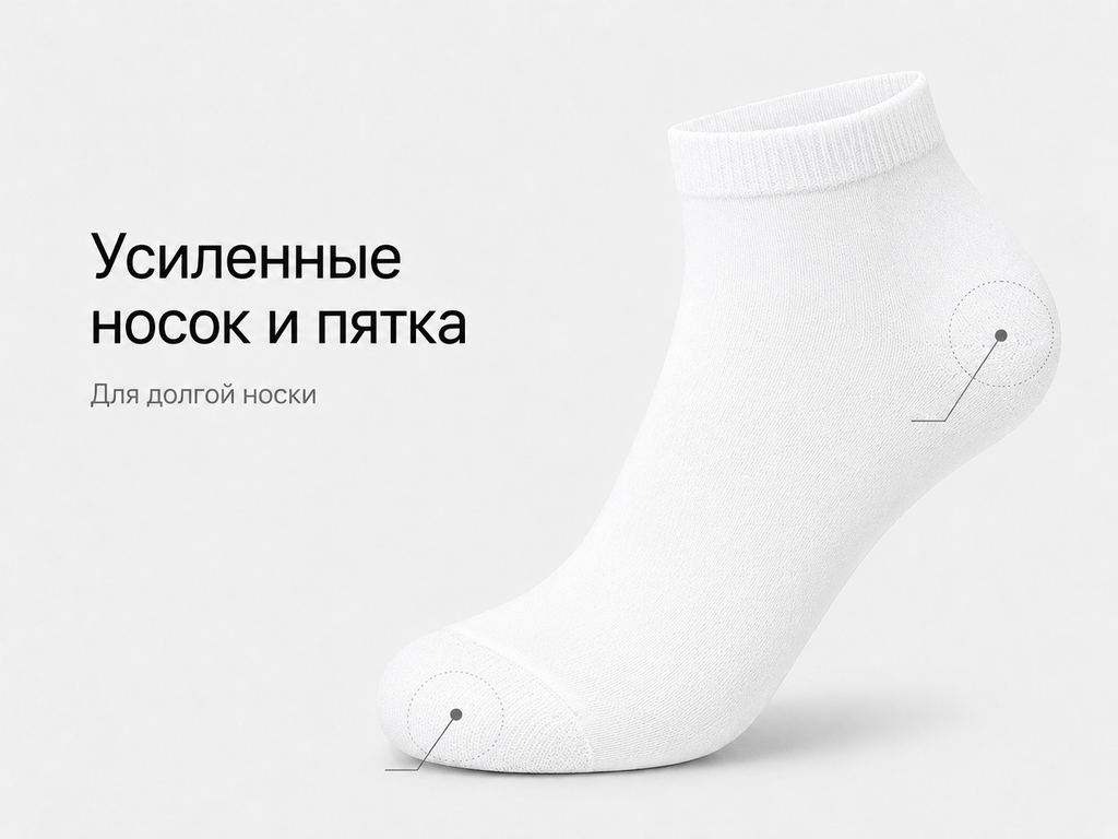 Короткие белые хлопковые носки Momoshe унисекс